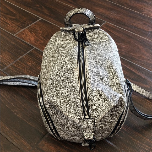Rebecca Minkoff Black and White Speckled Mini Julian Backpack - Picture 1 of 8